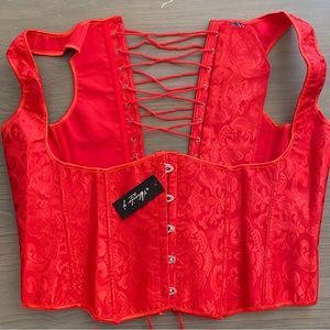 Elegant Red Lace-Up Corset